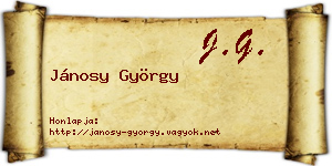 Jánosy György névjegykártya